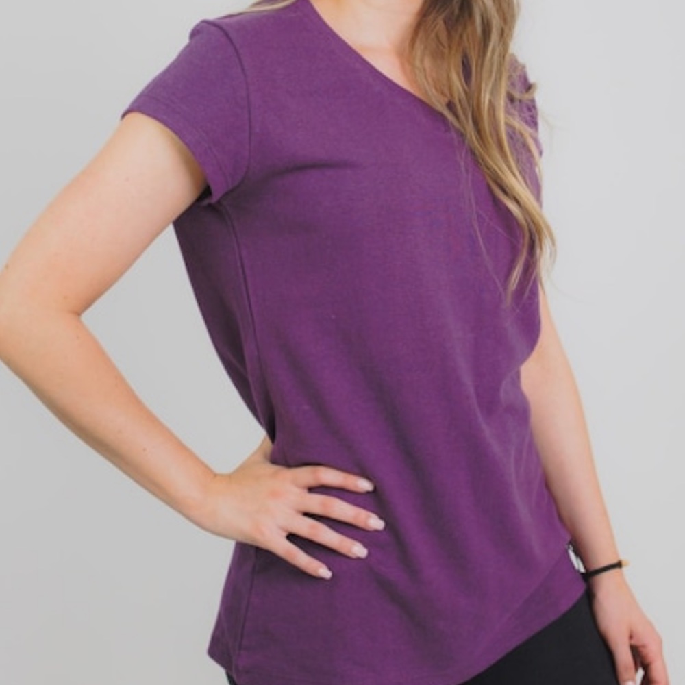 Women's Hemp and Organic Cotton V-Neck T-Shirt, Hemp Cap Sleeve V-Neck Shirt